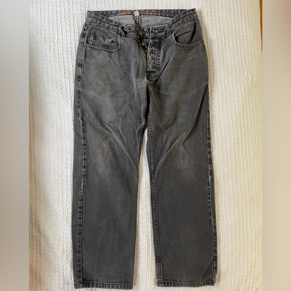 Boden faded black jeans with Orange Stitching. 32x30. Very good condition